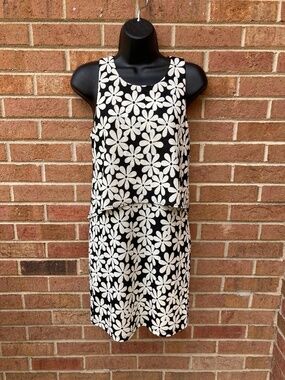 Alga Floral Black and White Dress - Size: Small